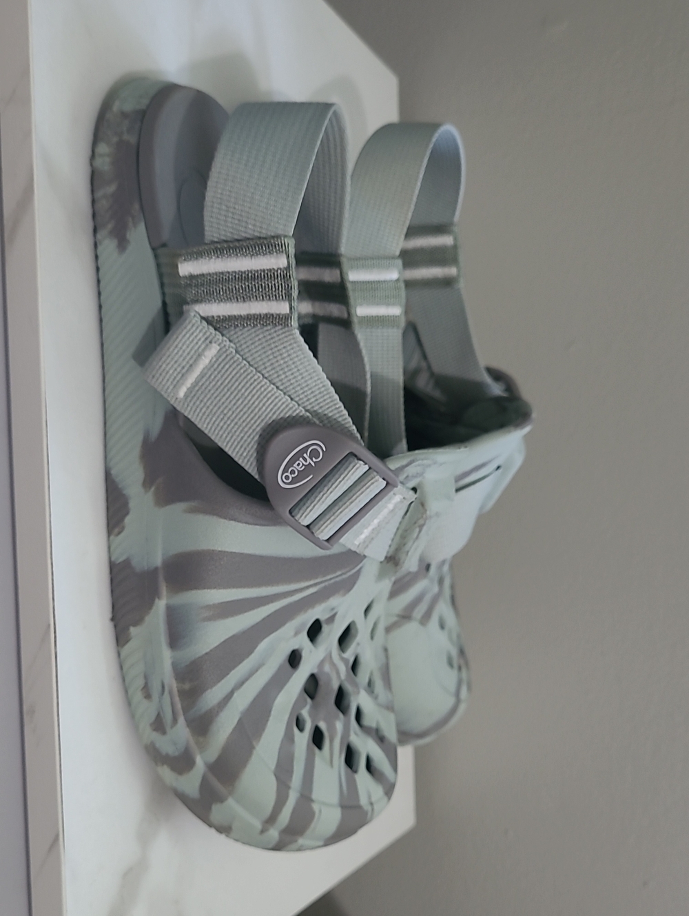 Chaco Mint Green and Gray Tie-Dye Sport Sandal Chillos Clog